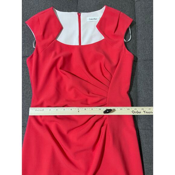 Calvin Klein Dress Women 6 Orange Scuba Pleated Front Career Office - Picture 4 of 8